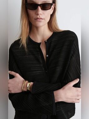 COS Black Pleated Knitted Cardigan Small NWOT